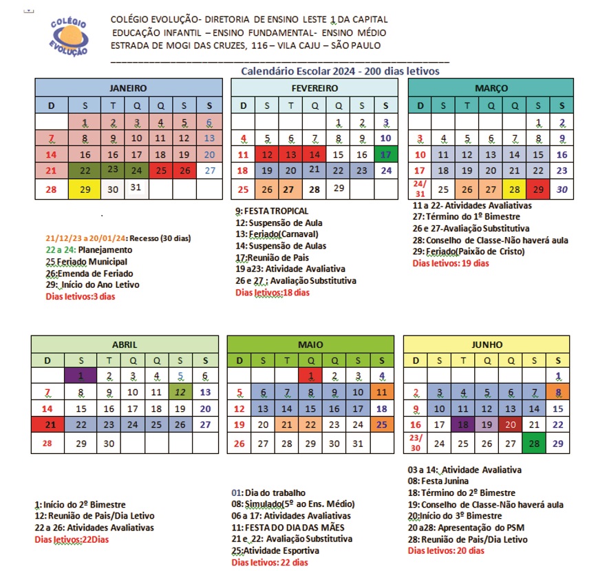 Calend Rio Letivo Col Gio Evolu O Mais